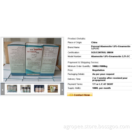 Abamectin 1.8%+ Emamectin 3.2% EC Agro Pesticides / Agriculture Pesticide